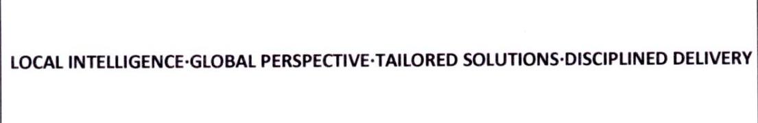LOCAL INTELLIGENCE GLOBAL PERSPECTIVE TAILORED SOLUTIONS DISCIPLINED DELIVERY