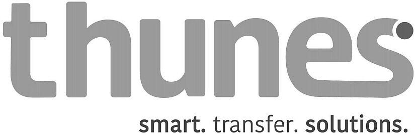 The mark consists of the words "thunes"， "smart"， "transfer" and "solutions".