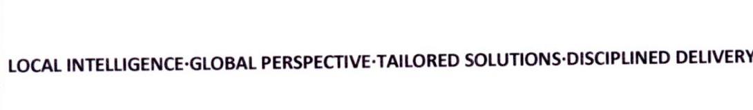 LOCAL INTELLIGENCE·GLOBAL PERSPECTIVE·TAILORED SOLUTIONS·DISCIPLINED DELIVERY