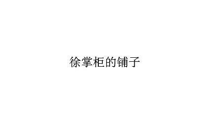 徐掌柜的铺子